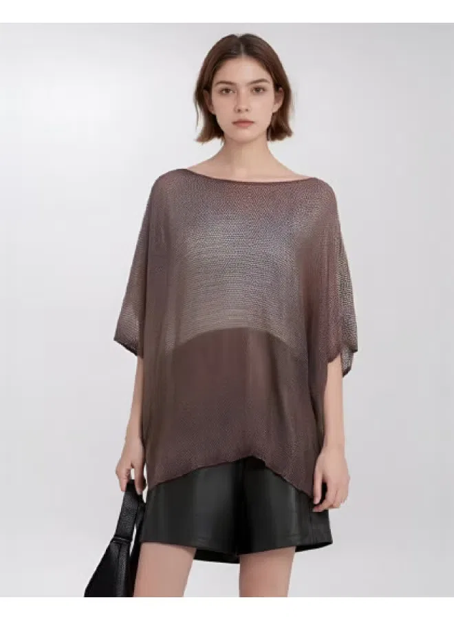 Свитер свободный с рукавом-пелериной Zara, коричневый