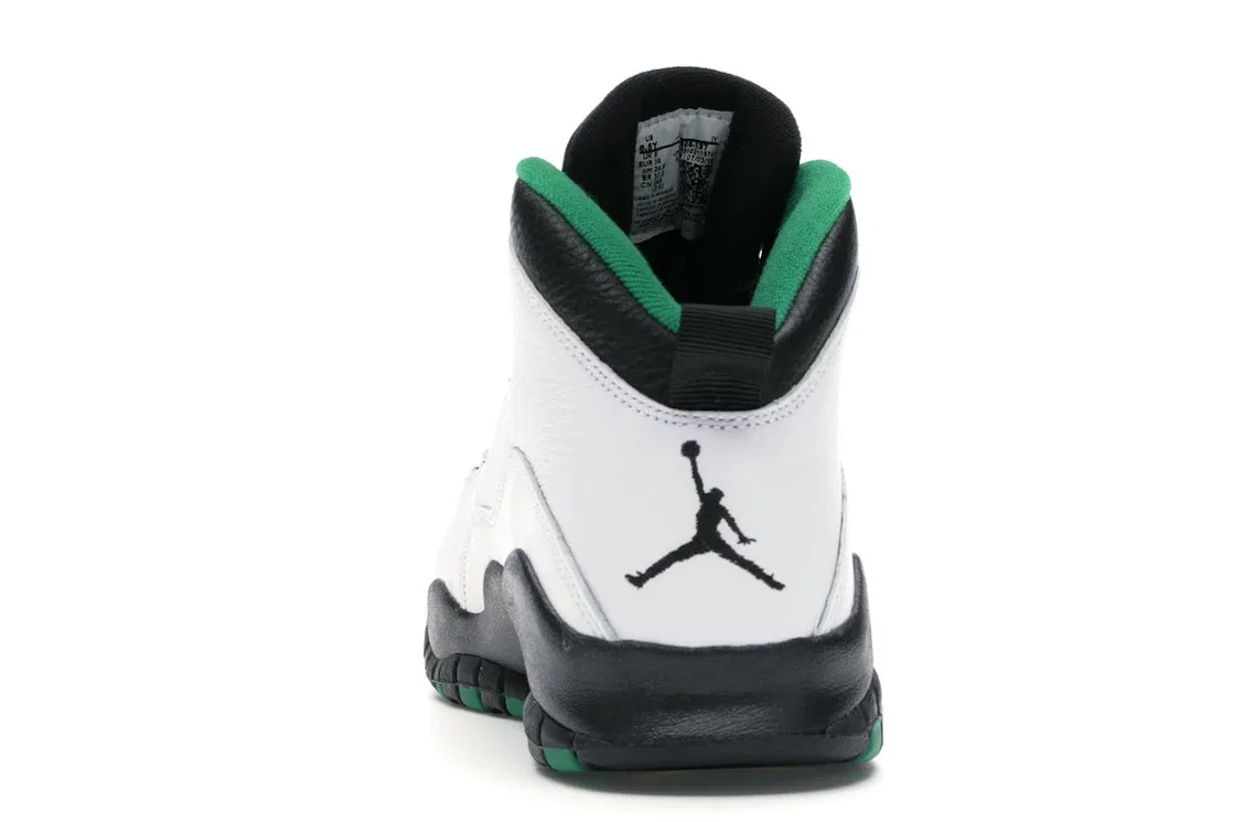 Детские кроссовки с кожаным верхом Jordan 10 Retro, White/Black-Green-Yellow — фото 4