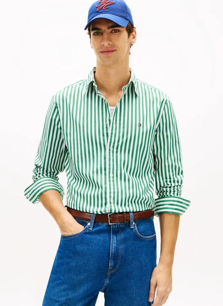 Рубашка с принтом полоска Tommy Hilfiger, зеленый