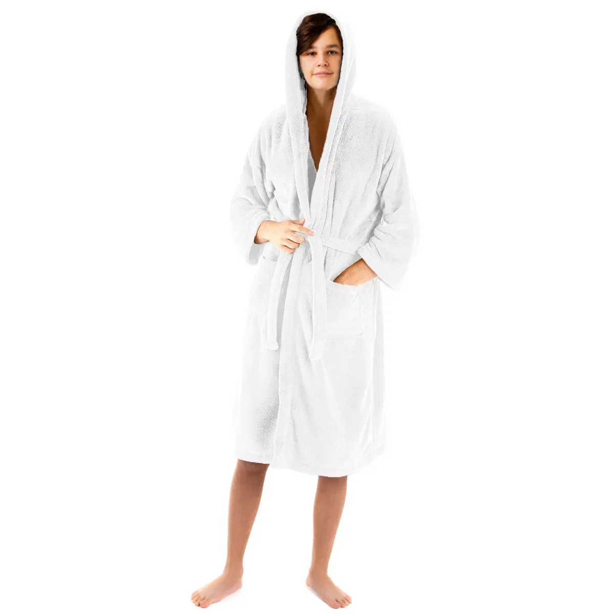 Детский халат на молнии с капюшоном из микрофибры BC Bare Cotton, Black — фото 3