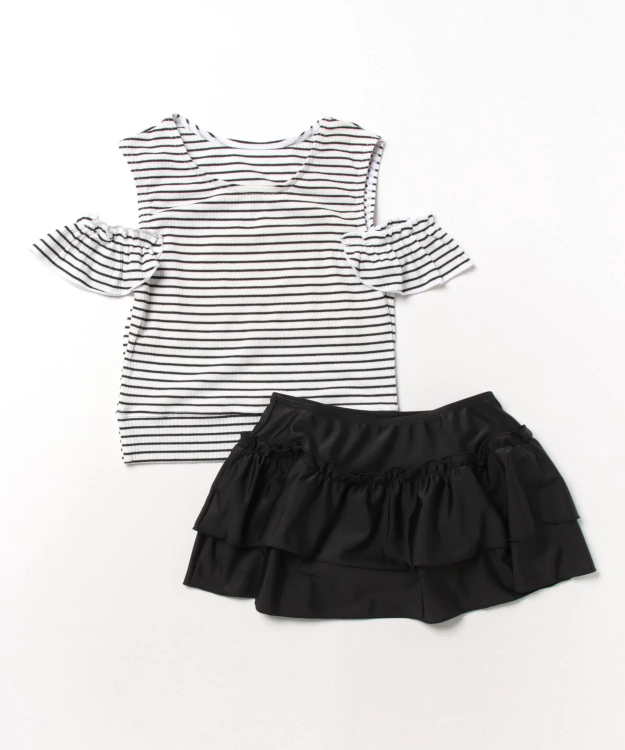Детский купальник-раздельный с принтом, модель Border Off Shoulder Separate, repipi armario, Mint — фото 2