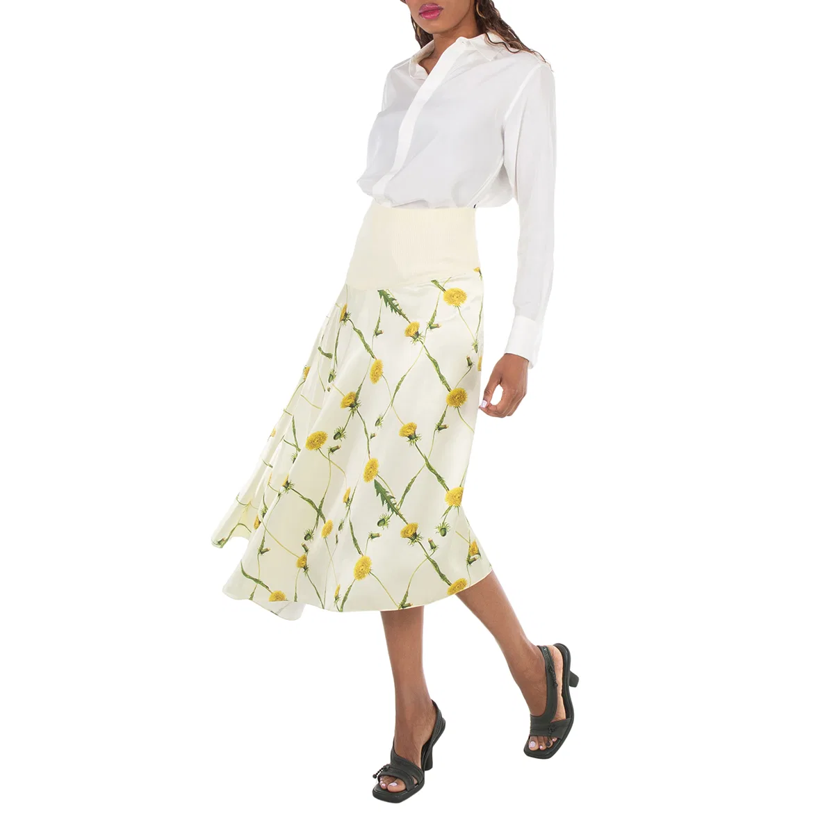 Юбка асимметричная с принтом Dandelion-Print Asymmetric Skirt Burberry, Sherbet Ip Pattern — фото 3
