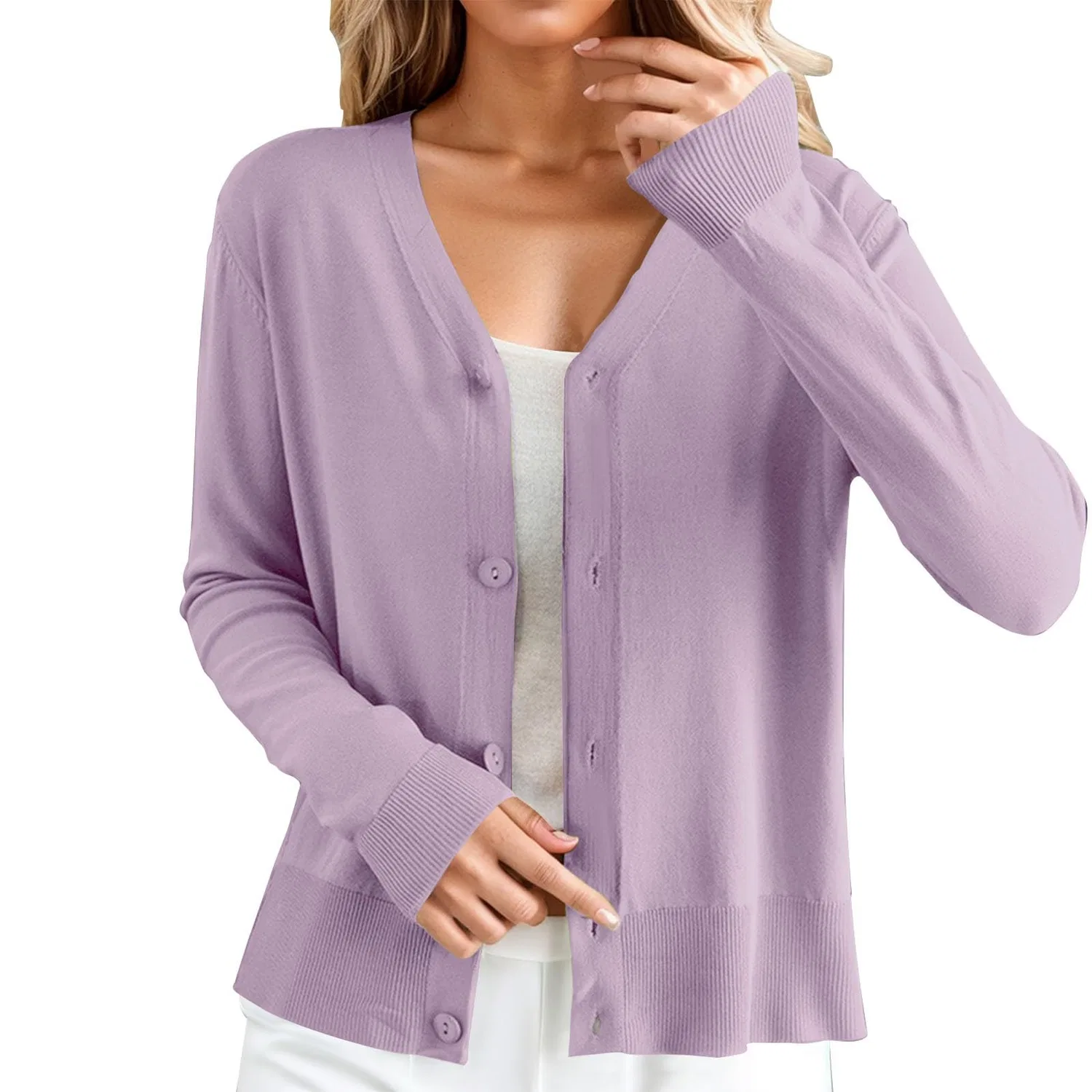 Женский кардиган с длинным рукавом Drappeggiato aperto davanti, Viola