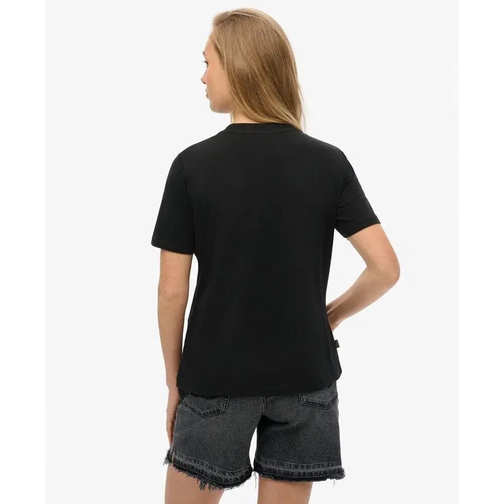 Женская хлопковая футболка Superdry, Schwarz — фото 4