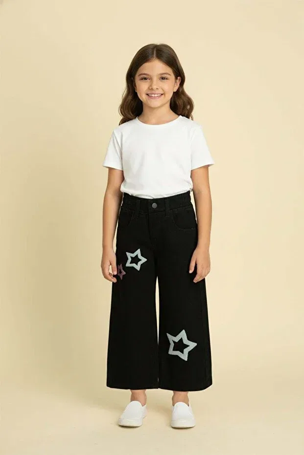 Детские брюки для девочек с широкой штаниной Fulla Moda, Black
