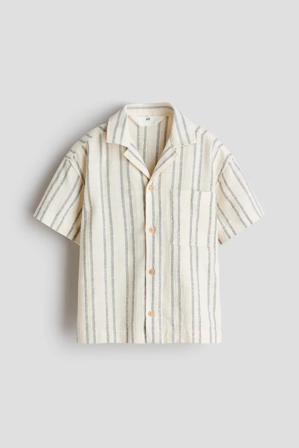 Повседневная рубашка из смесовой хлопковой ткани H&M, Weiß/Gestreift — фото 4
