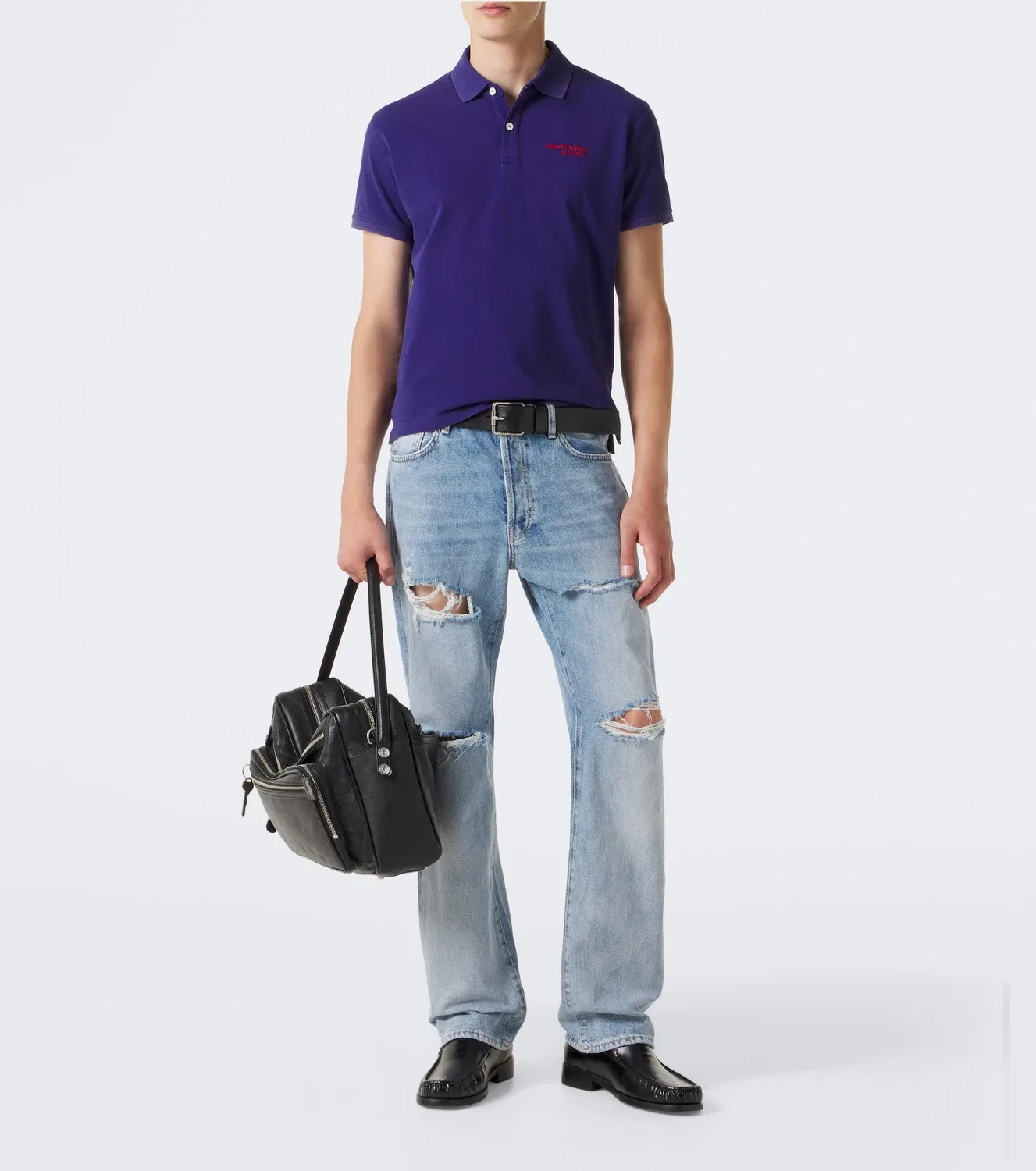 Прямые джинсы с эффектом потертости 1996 Acne Studios, синий — фото 2