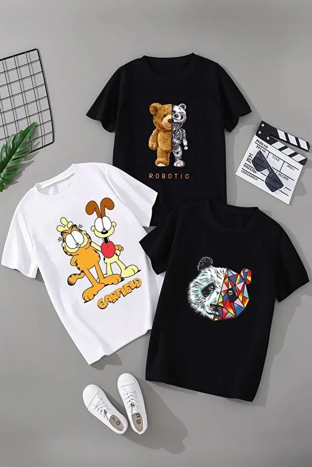Детский комплект футболок с принтом Unisex kids ready-to-wear 3-pack t-shirt Vask, Bear-Gf-Rbt