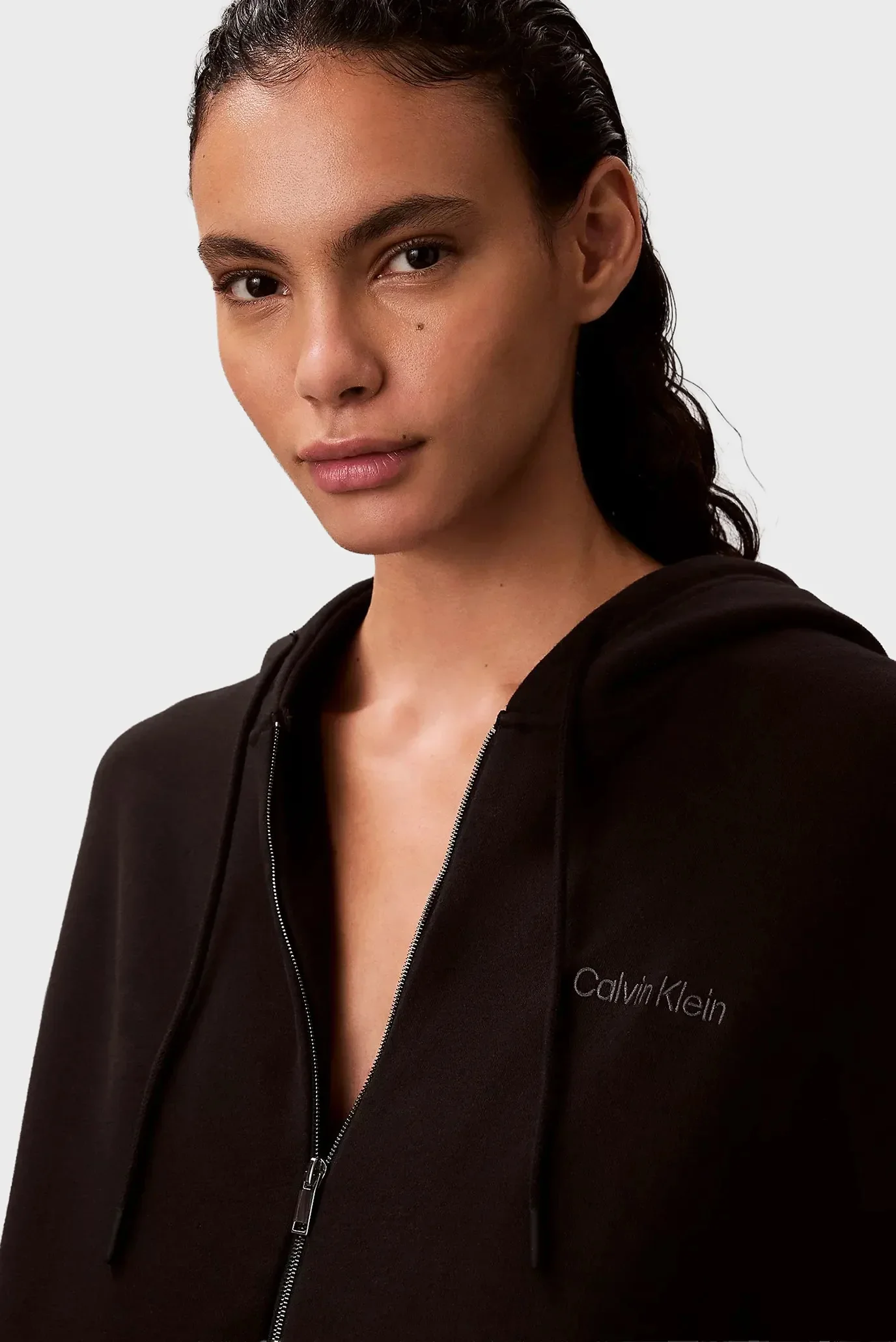 Толстовка Calvin Klein Full Zip Sweat Hoodie, черный — фото 2