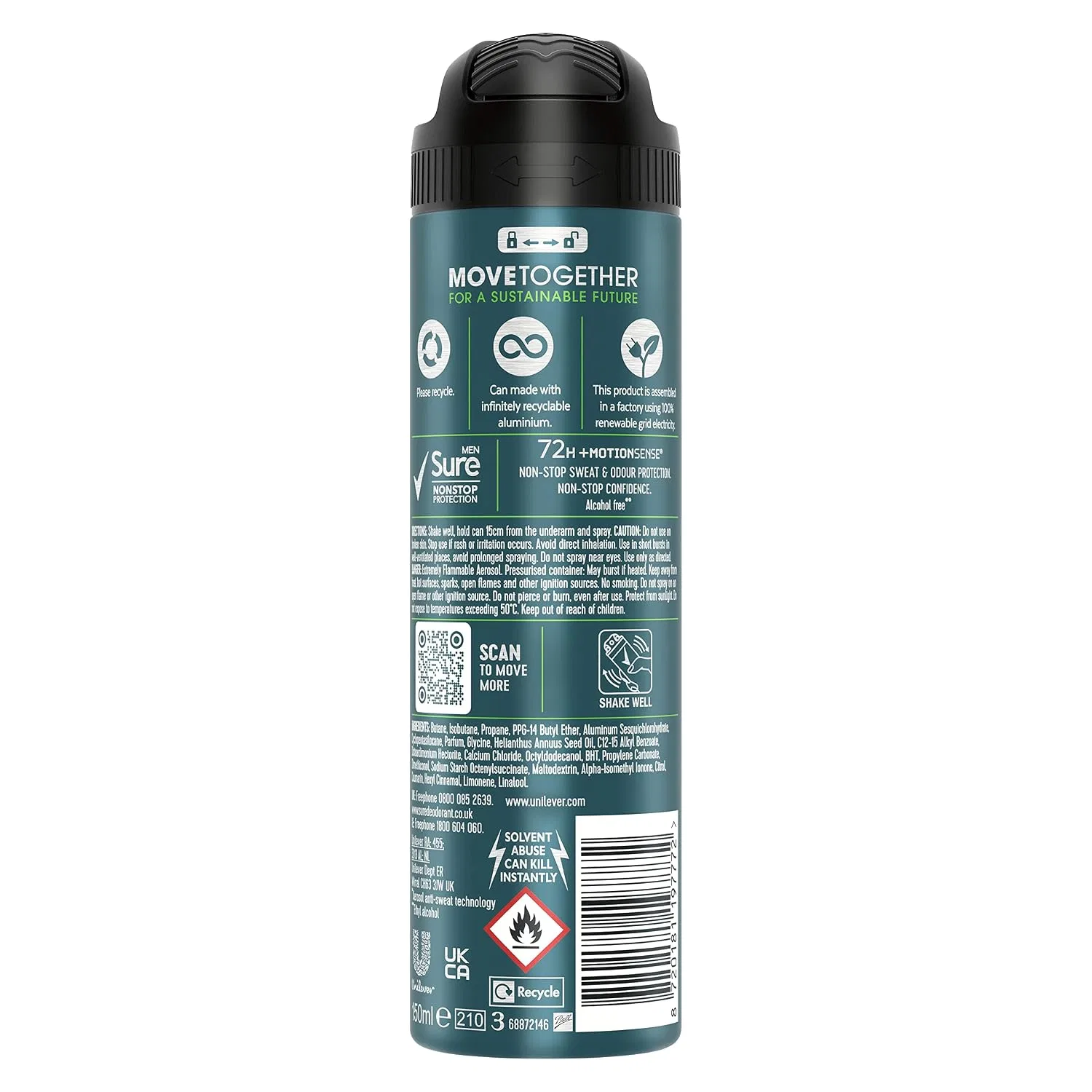 Антиперспирант-дезодорант аэрозольный Sure Men Nonstop Protection Quantum Dry, 900 мл, Цитрус и Древесные ноты — фото 2