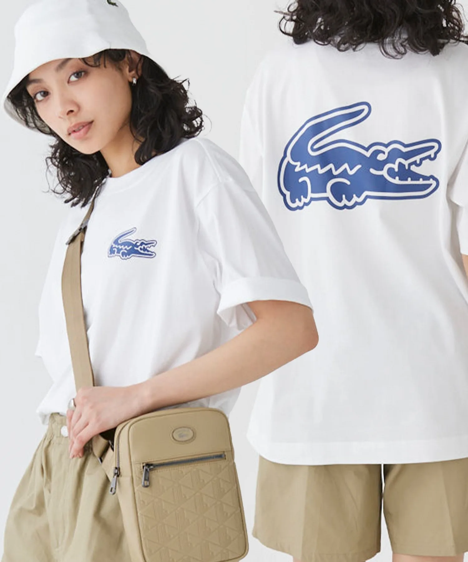 Унисекс футболка оверсайз с принтом LACOSTE белая