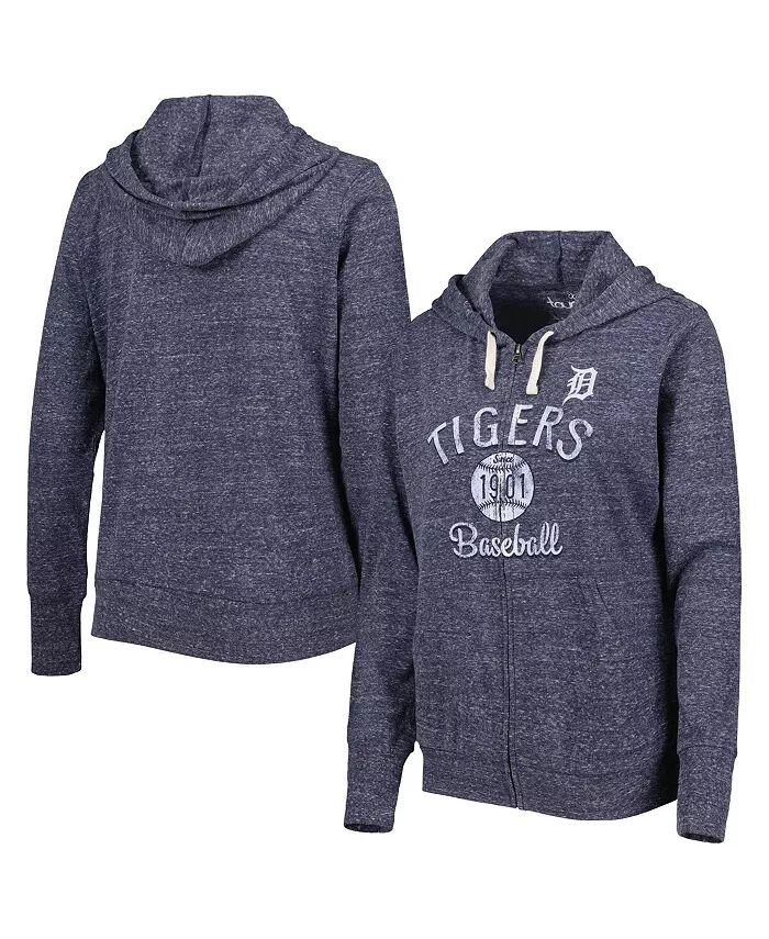 

Женская толстовка с капюшоном Navy Detroit Tigers Training Camp Tri-Blend Full-Zip Touch