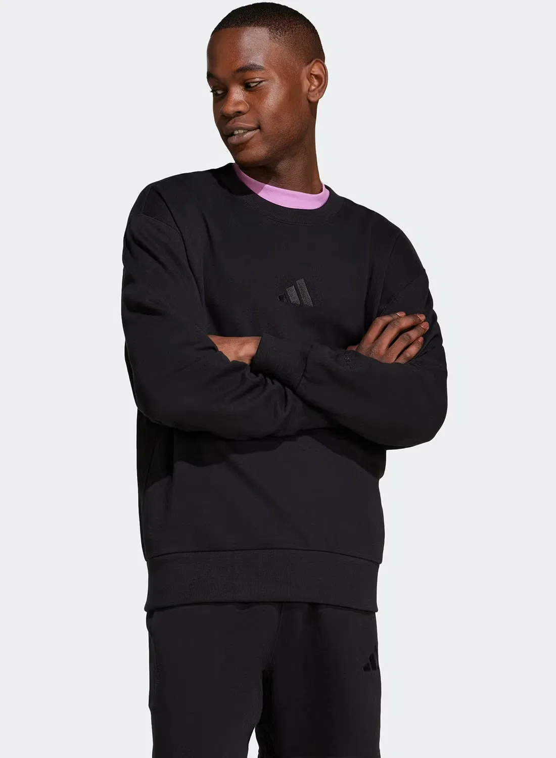 Свитшот с длинным рукавом All Szn French Terry Crew Adidas, черный — фото 3