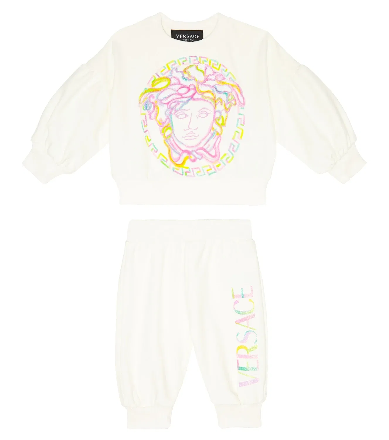 Комплект из толстовки и спортивных штанов Малышка Медуза Versace Kids, белый