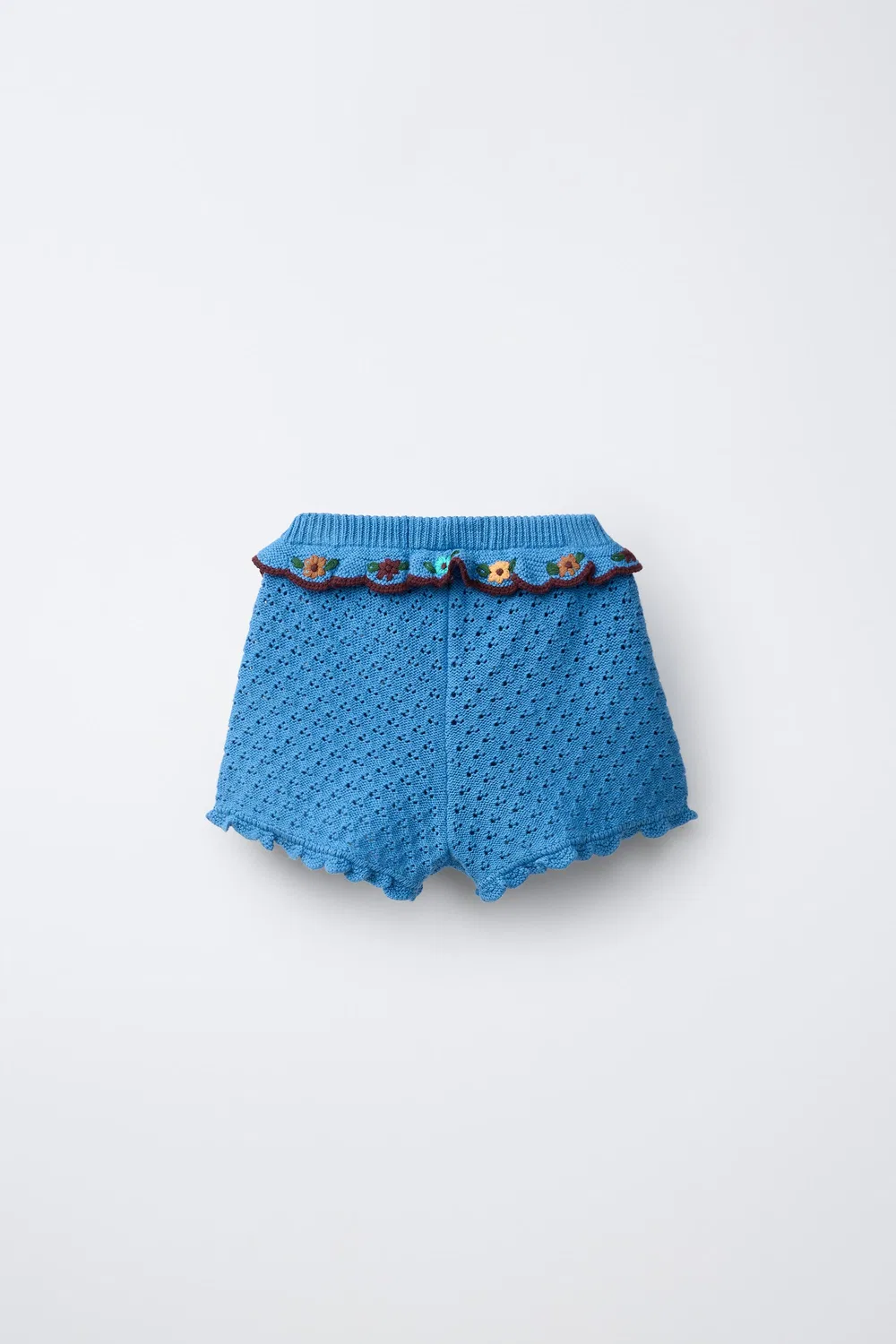 Бермудские шорты из смеси хлопка и льна с вышитыми оборками. ZARA, Bluish — фото 2