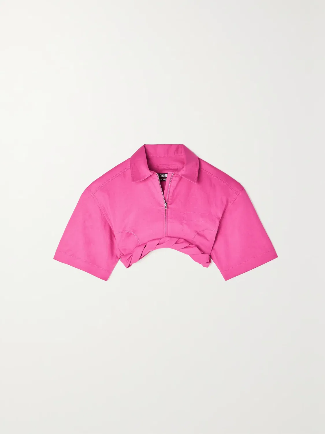 Укороченный драпированный топ из смеси хлопка и льна Jacquemus, розовый