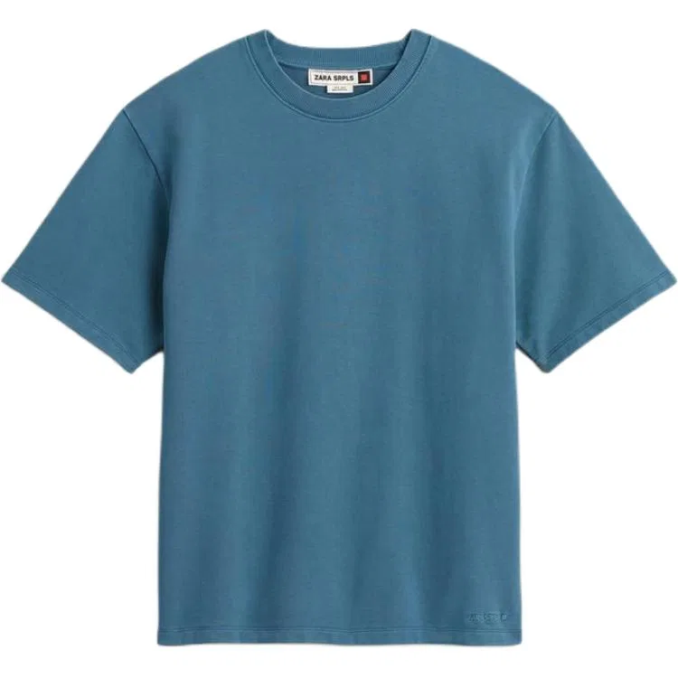 Мужская футболка с круглым вырезом Medium Blue ZARA, Medium Blue
