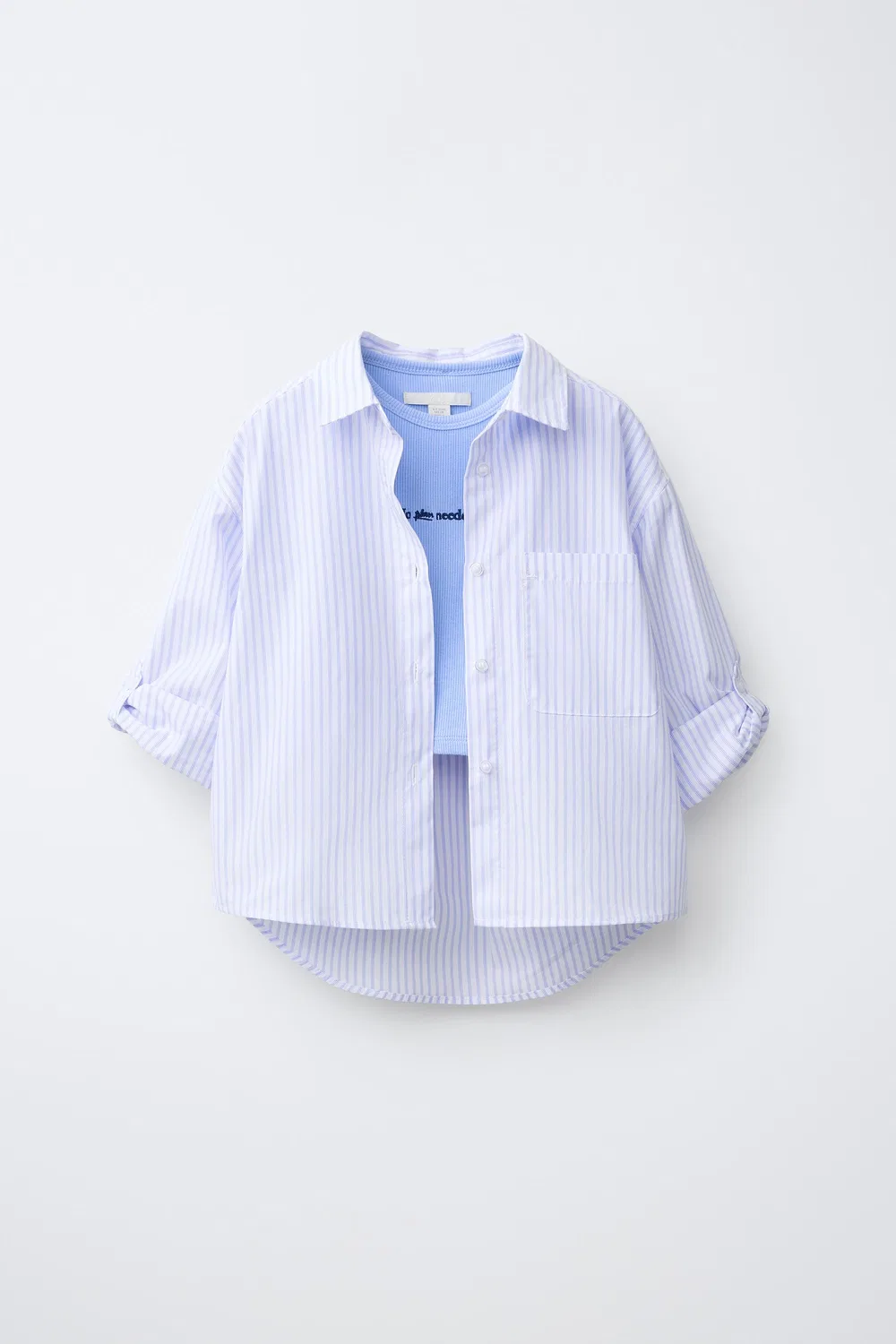 Рубашка и топ с цветочным полосатым узором, украшенные пайетками ZARA, Blue