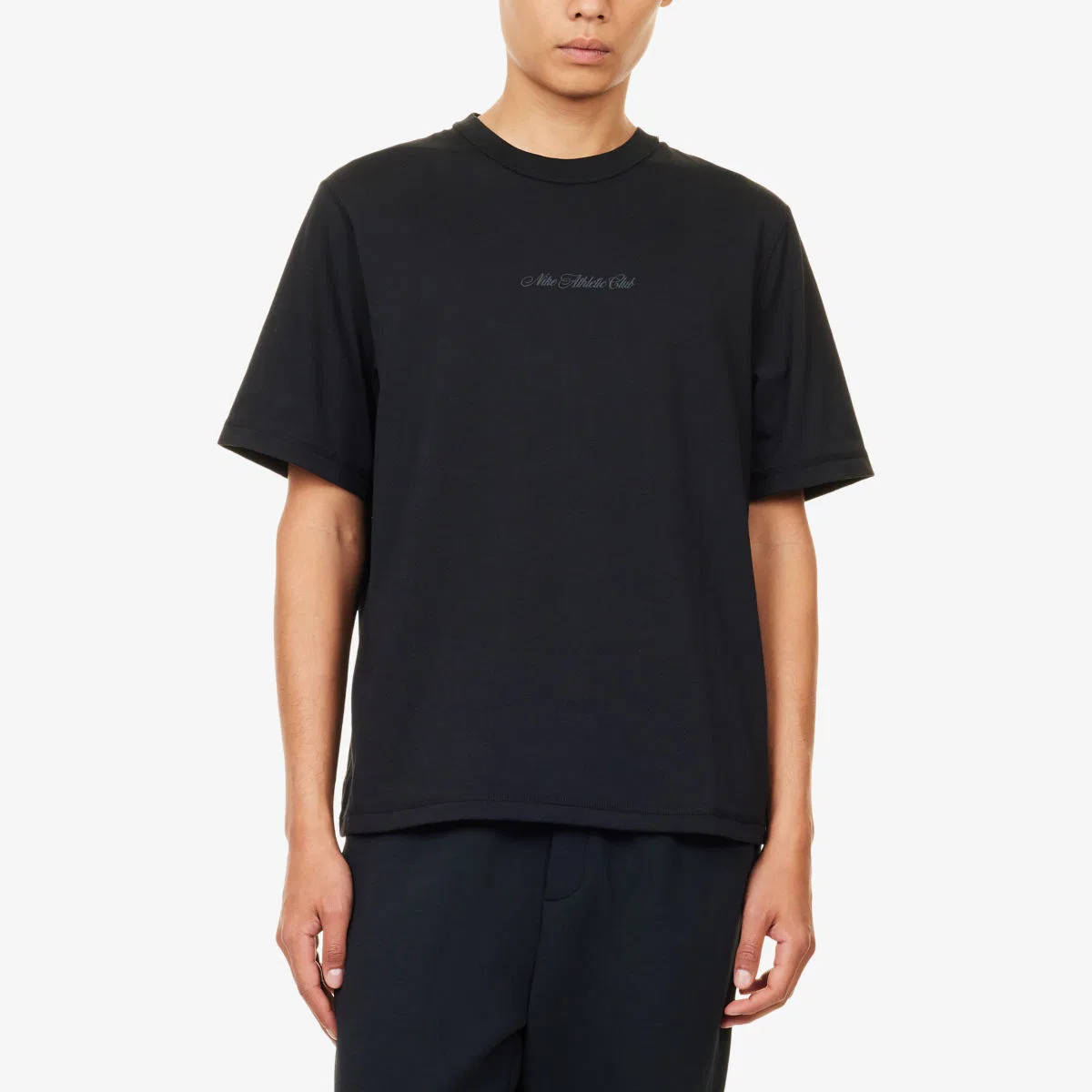 Тканая футболка Dri-fit с принтом логотипа и текста Nike, черный/темно-серый — фото 3