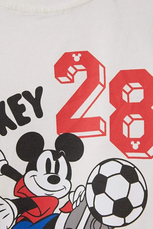 Детская футболка для мальчиков хлопковая Disney Mickey & Minnie Crew Neck Defacto, Ecru-Er105 — фото 2
