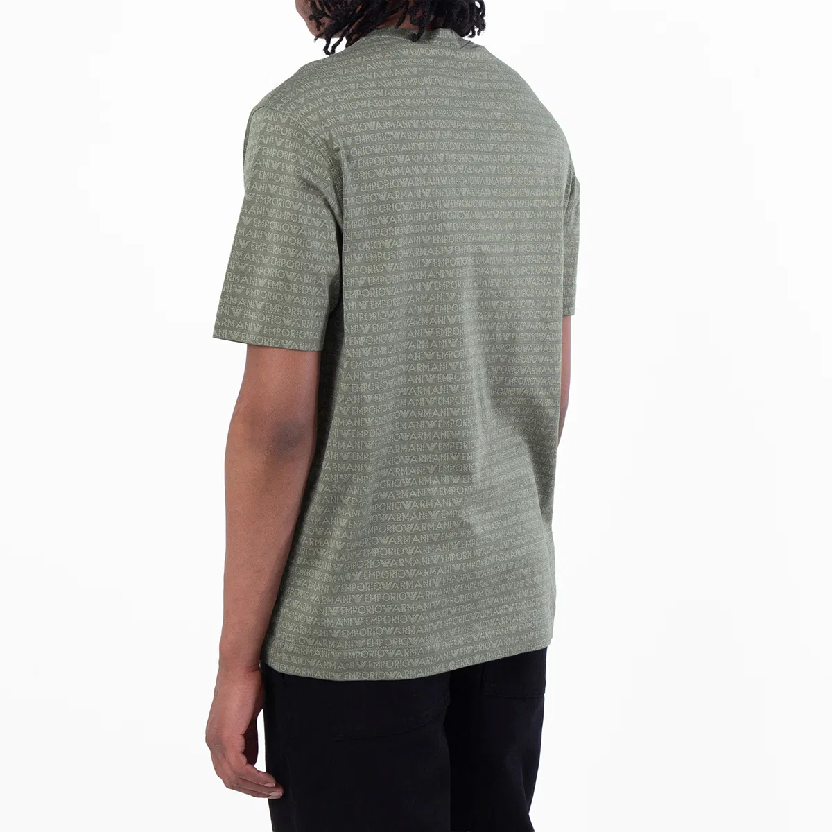 Футболка с жаккардовым принтом All-Over Jacquard ASV Jersey Emporio Armani, Jacquard Logo Green — фото 3