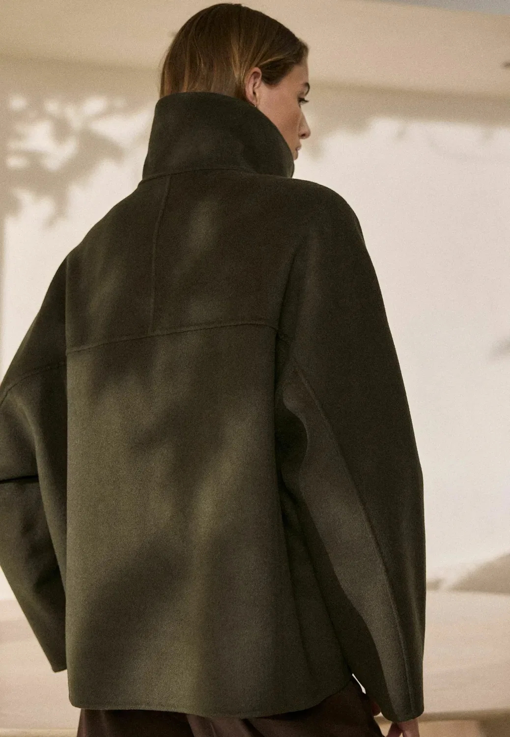 N.Premium короткое пальто с воротником-стойкой, сшитое вручную - летняя куртка Next, Olive Green
