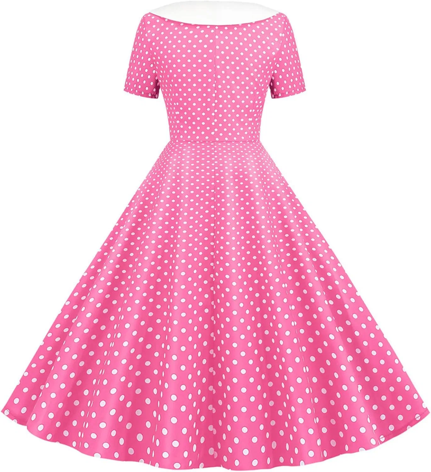 Женское платье A-силуэта в горошек с двойной грудью Vintage, Pink — фото 4