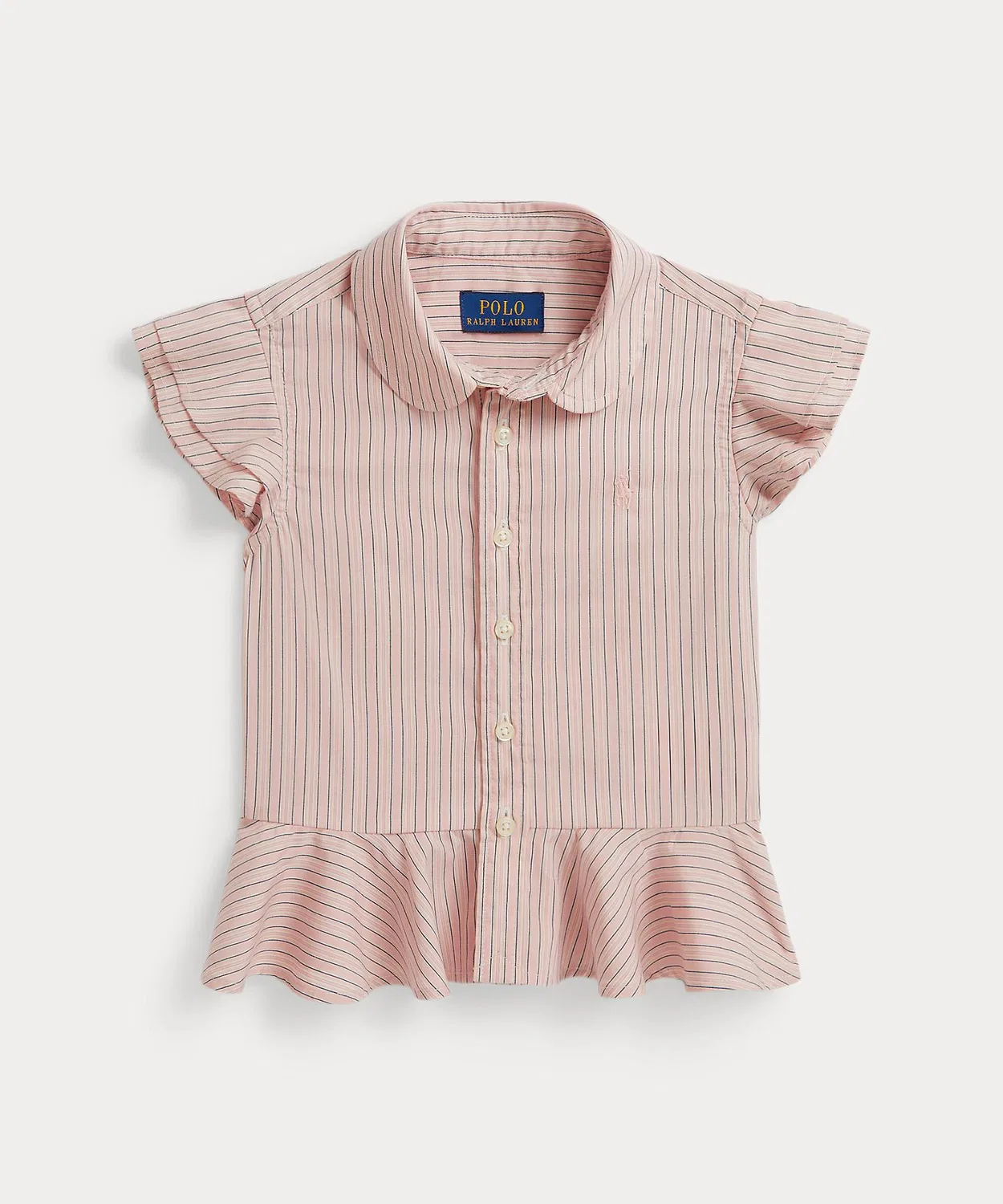 Детская хлопковая рубашка с пеплумом и вышивкой пони Polo Ralph Lauren Childrenswear, Multi