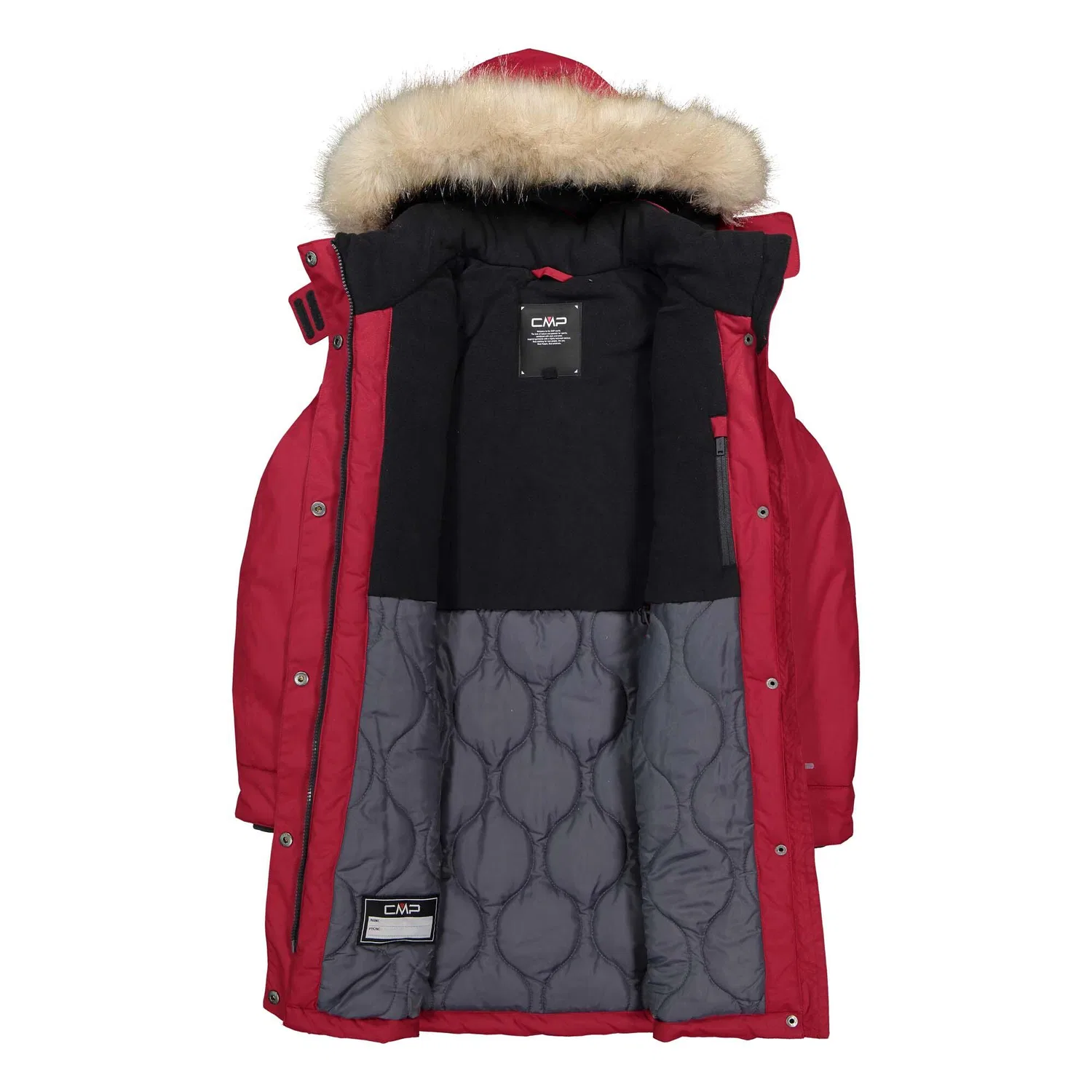 Детская длинный парка с капюшоном GIRL LONG JACKET SNAPS HOOD Cmp, Rosa — фото 3