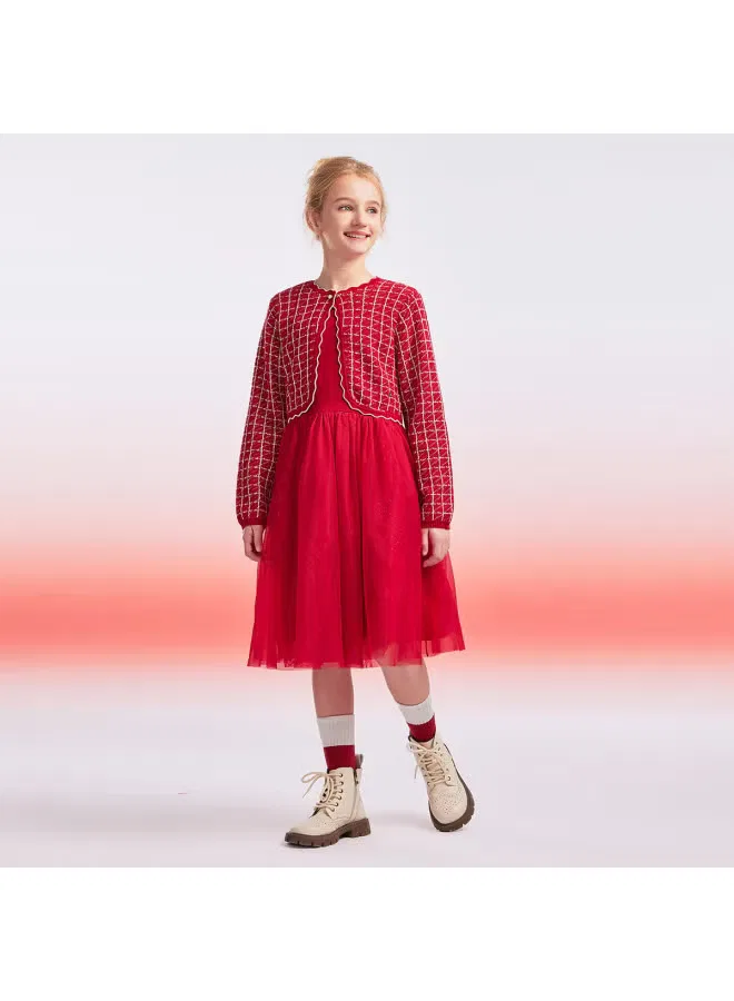 Платье с длинным рукавом с сетчатой юбкой Girl'S Holiday Series Hush Puppies — фото 4