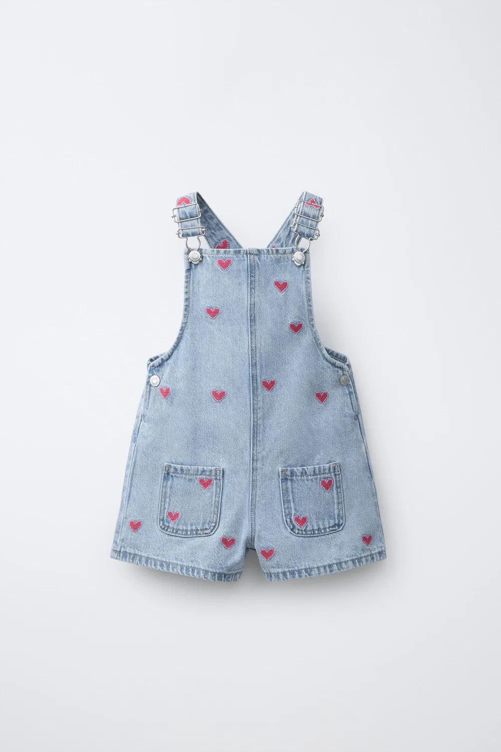 Джинсовые короткие комбинезоны с вышитым сердечком ZARA, Blue