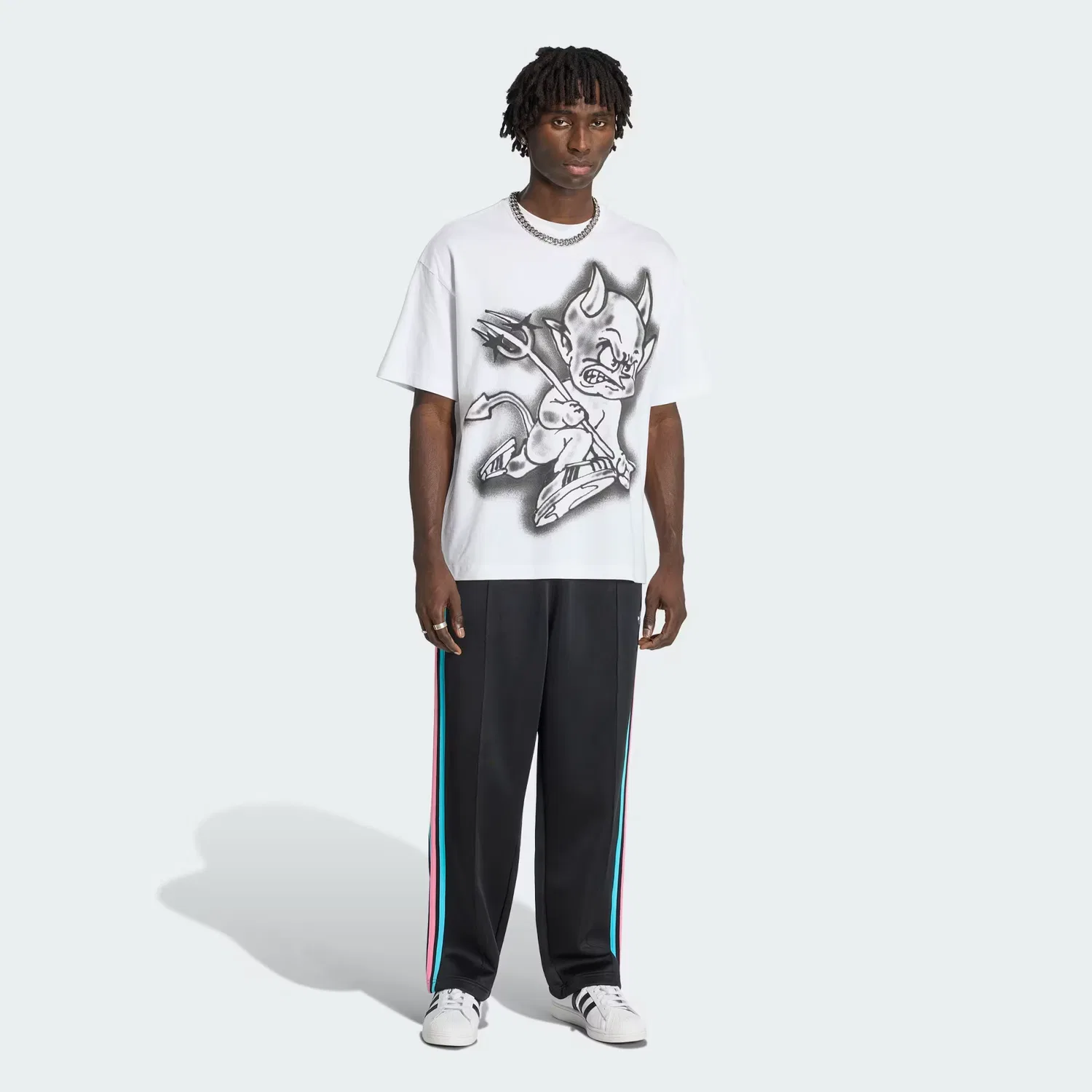 Мужская футболка свободного кроя Airbrush Tee Adidas Originals, белая — фото 3