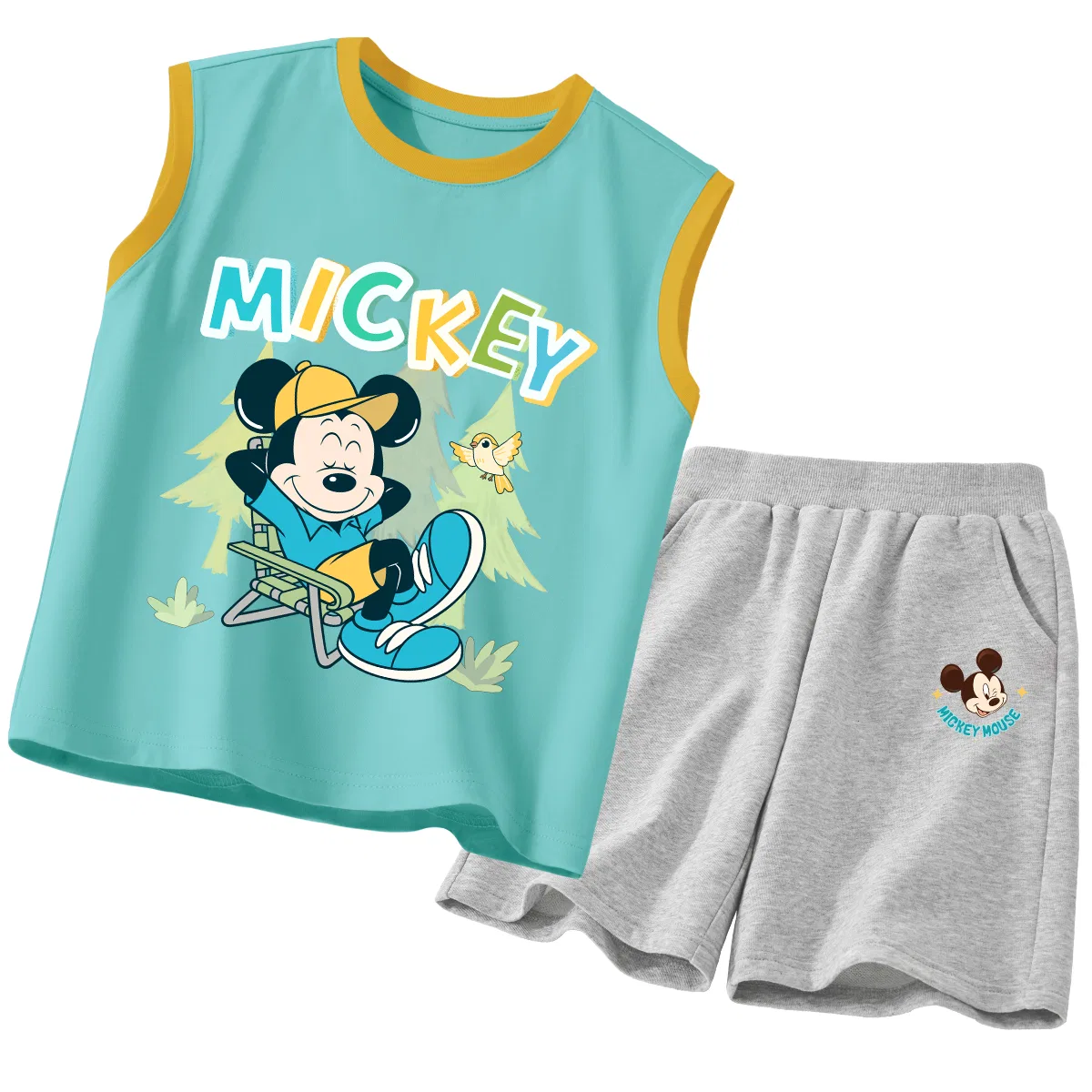Костюм спортивный повседневный с круглым вырезом, Disney, Di Bird Tree Quirky Orange Blue+Di Cute Star K Gray