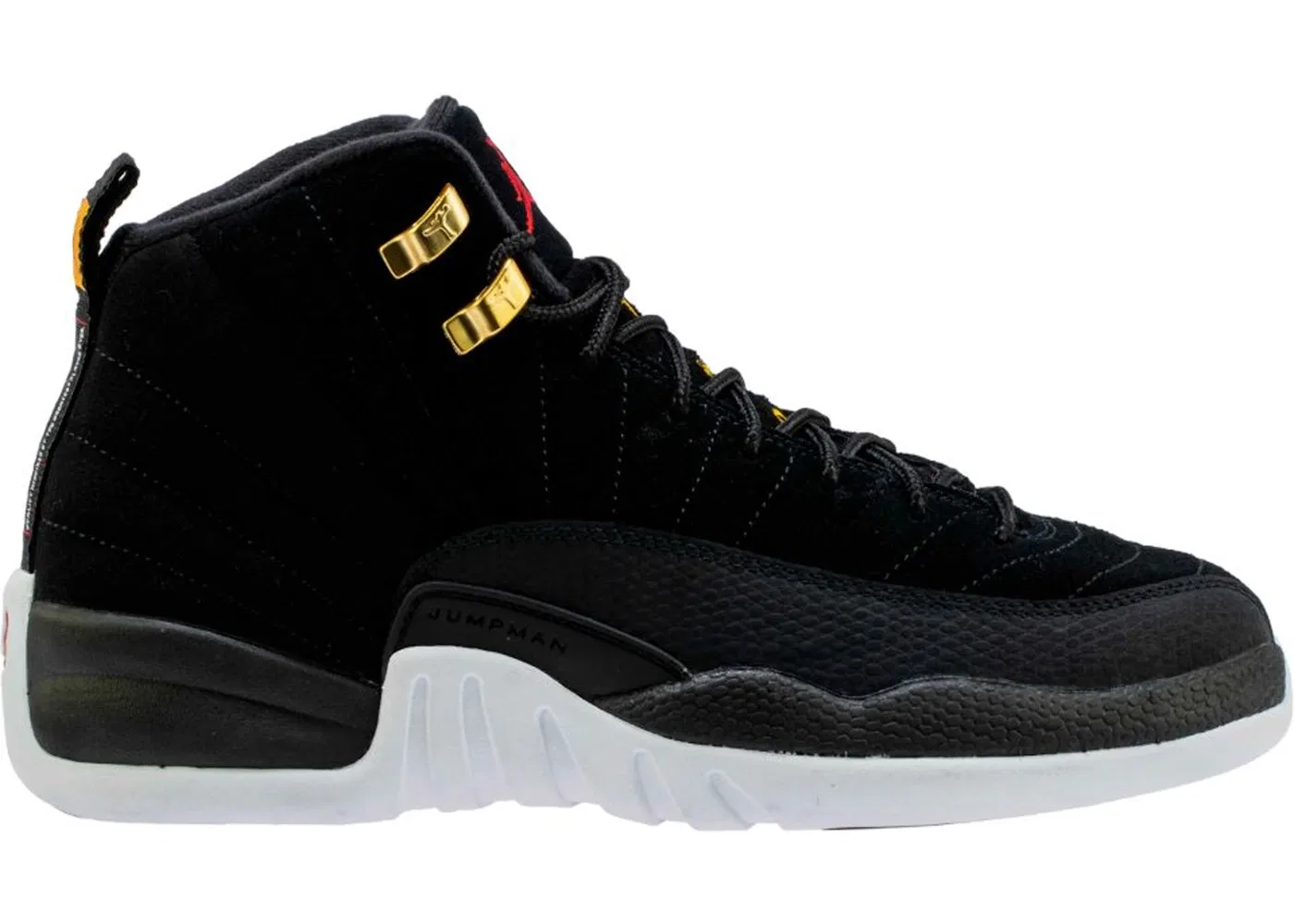Детские кроссовки с верхом из нубука и кожи Jordan 12 Retro Jordan, Черно-Белый-Такси-Черный