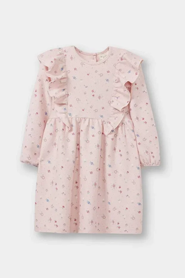 Детское платье для девочек с принтом Floral Long-Sleeved Dress Baby Girl f4581a525au Defacto, Pink-Pn38