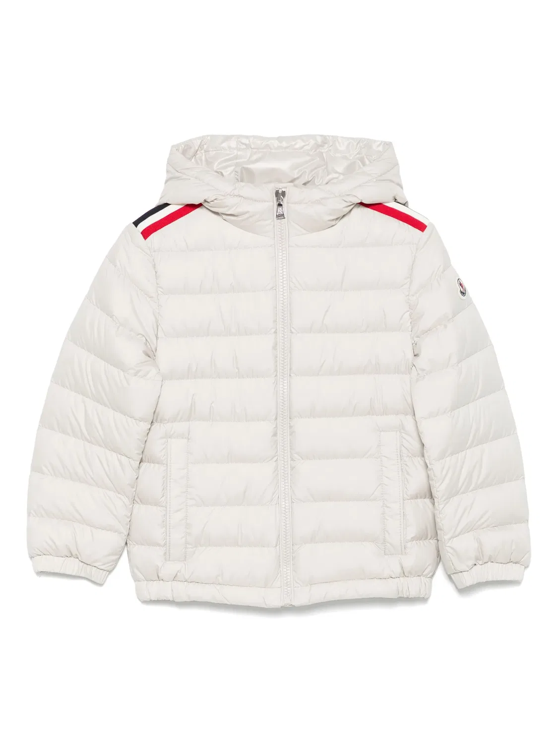 Moncler Пуховик с капюшоном светло-бежевого цвета