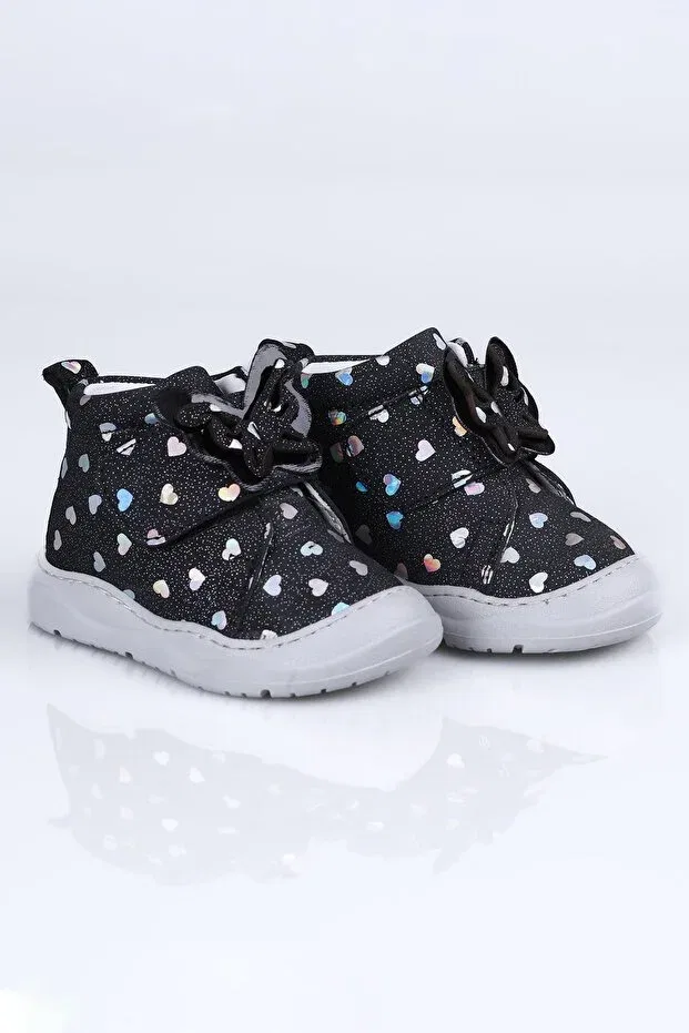 Детские ботинки для девочек кожаные butterfly boots World Kids, Black