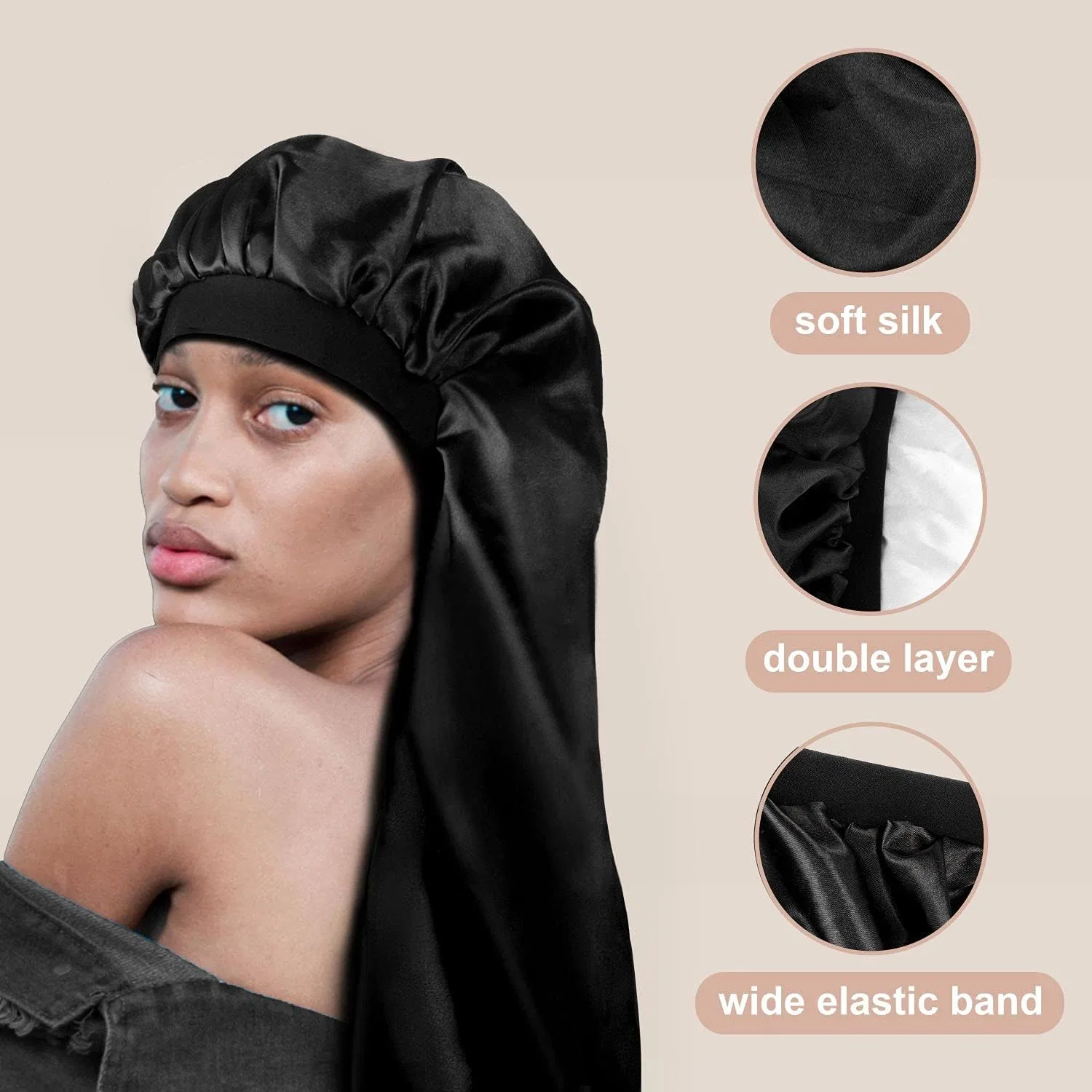 Шапочка для душа двойная, YEZEY, 2 шт, Black + Silver — фото 2