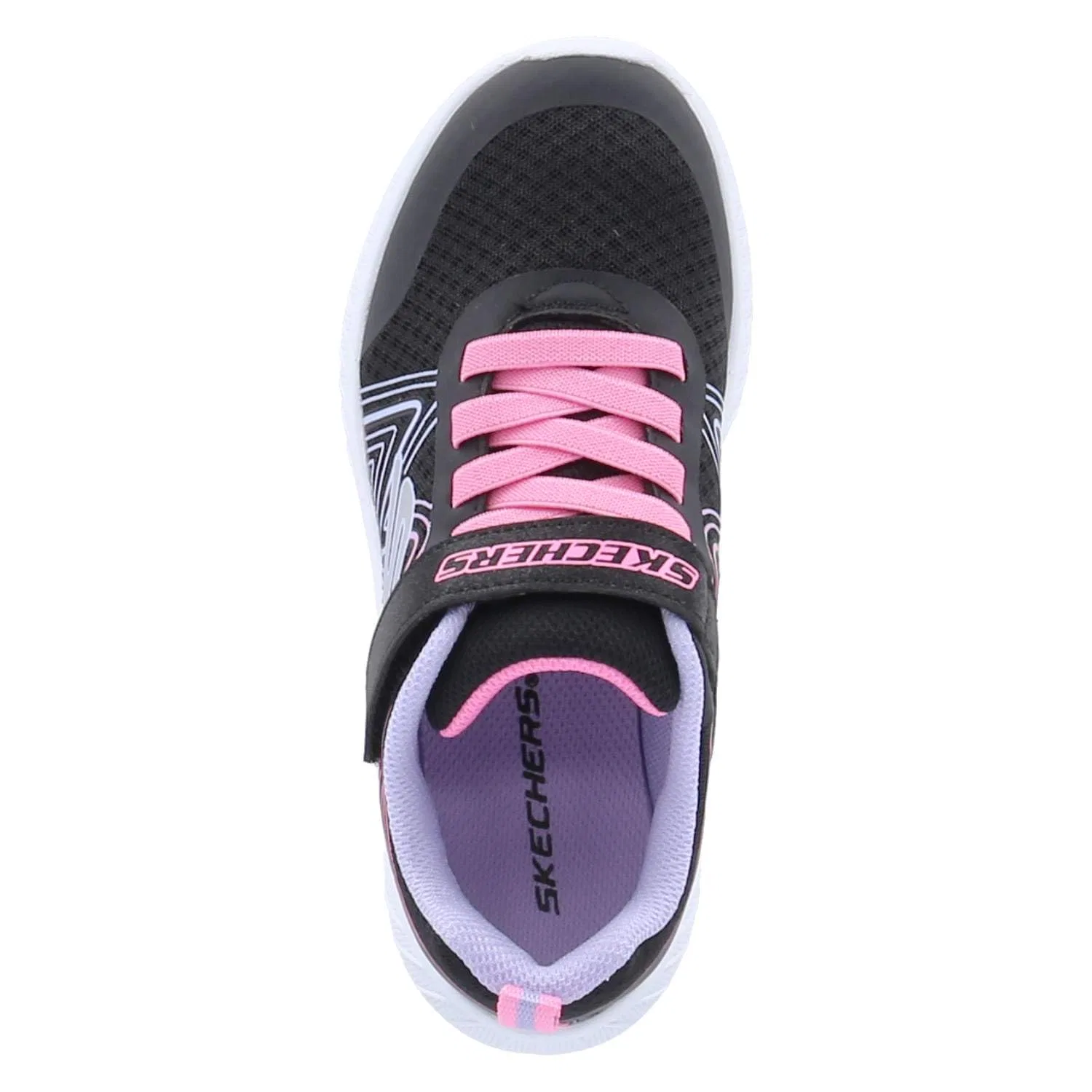 Детские кроссовки для девочек с принтом Skechers Microspec Plus - Sprint Speed, Black Synthetic Multi Trim — фото 2