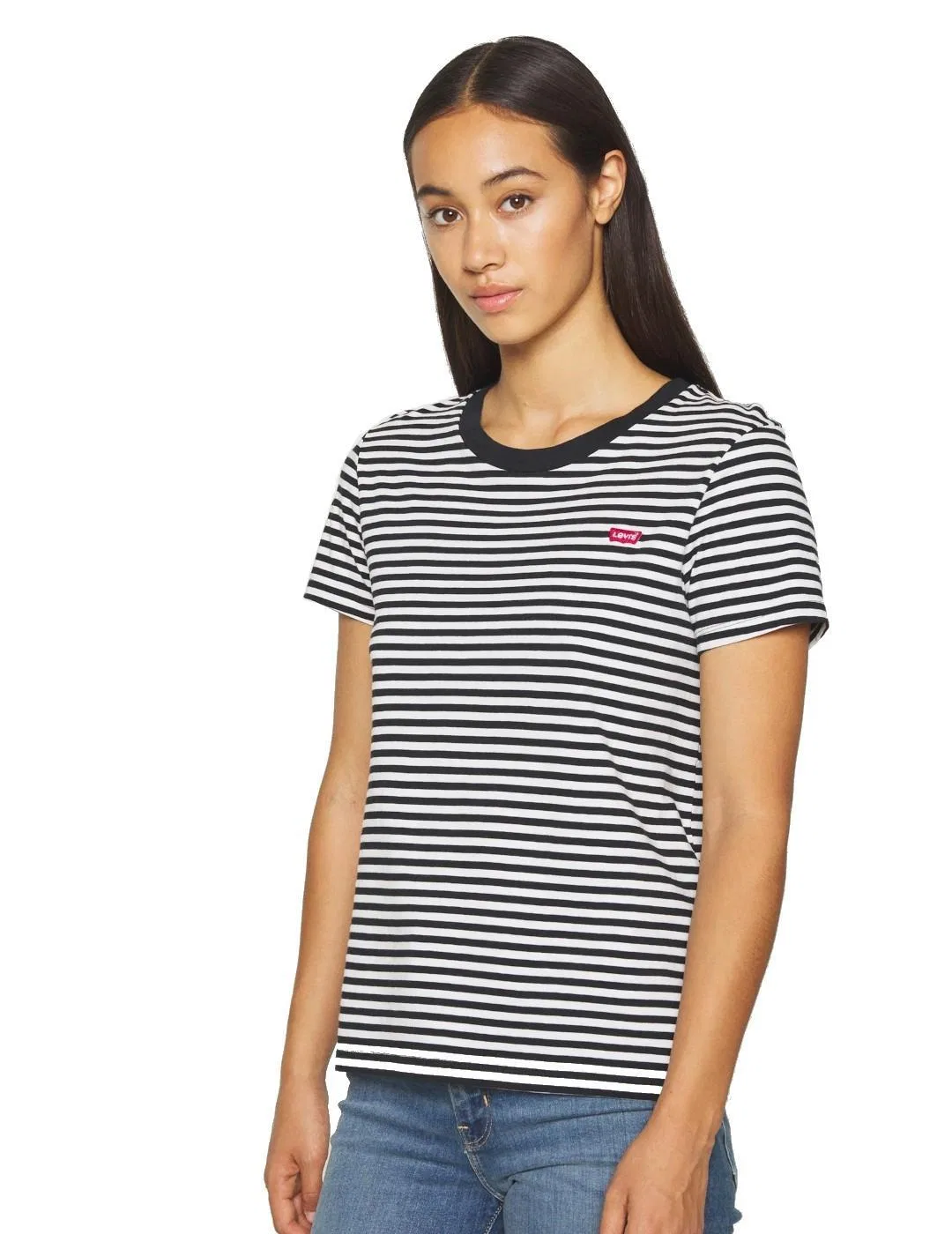 Женская футболка с полосатым принтом Raita Stripe Caviar Levi's, Weiss Bunt — фото 2