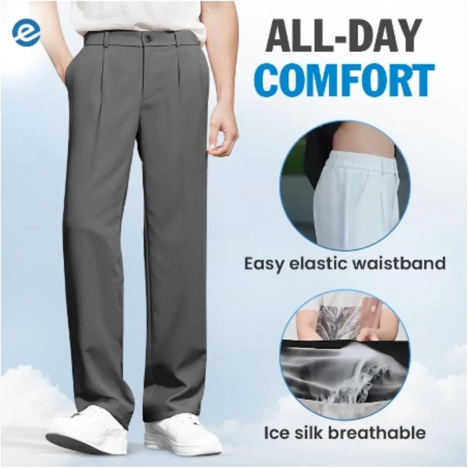 Мужские брюки суперстрейч из льняного шелка, Slim Fit, тёмно-серый — фото 4