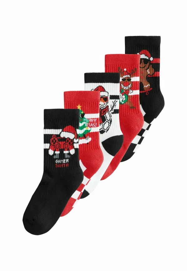 Комплект носков из 5 пар, хлопок, Christmas 5 pack, Next, красный, черный