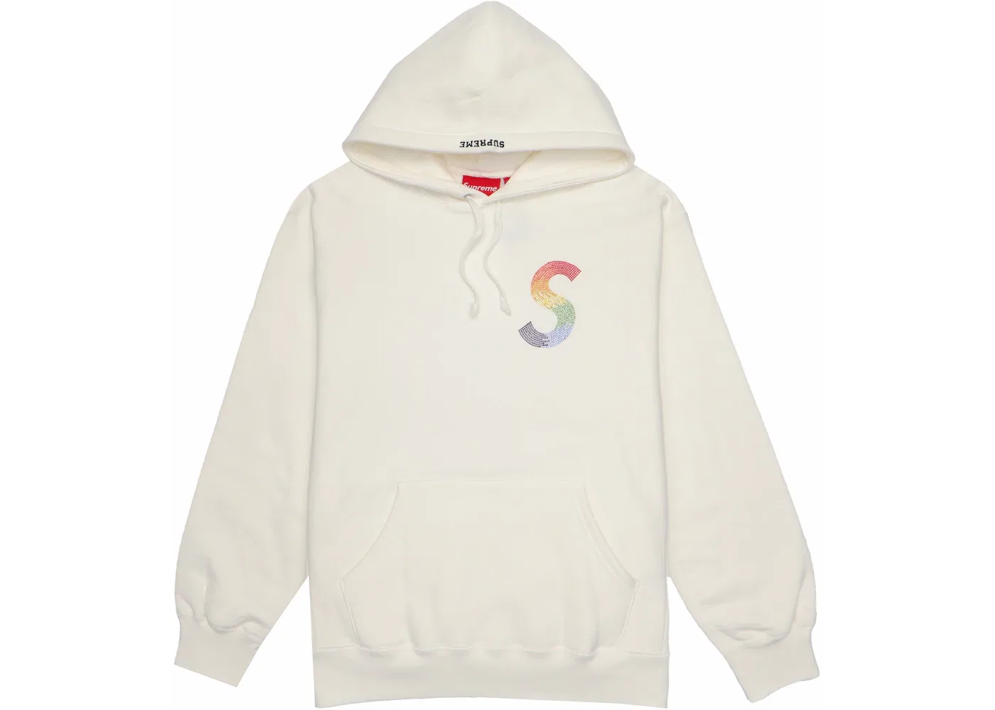 Мужская худи с принтом Swarovski S Logo Supreme, White