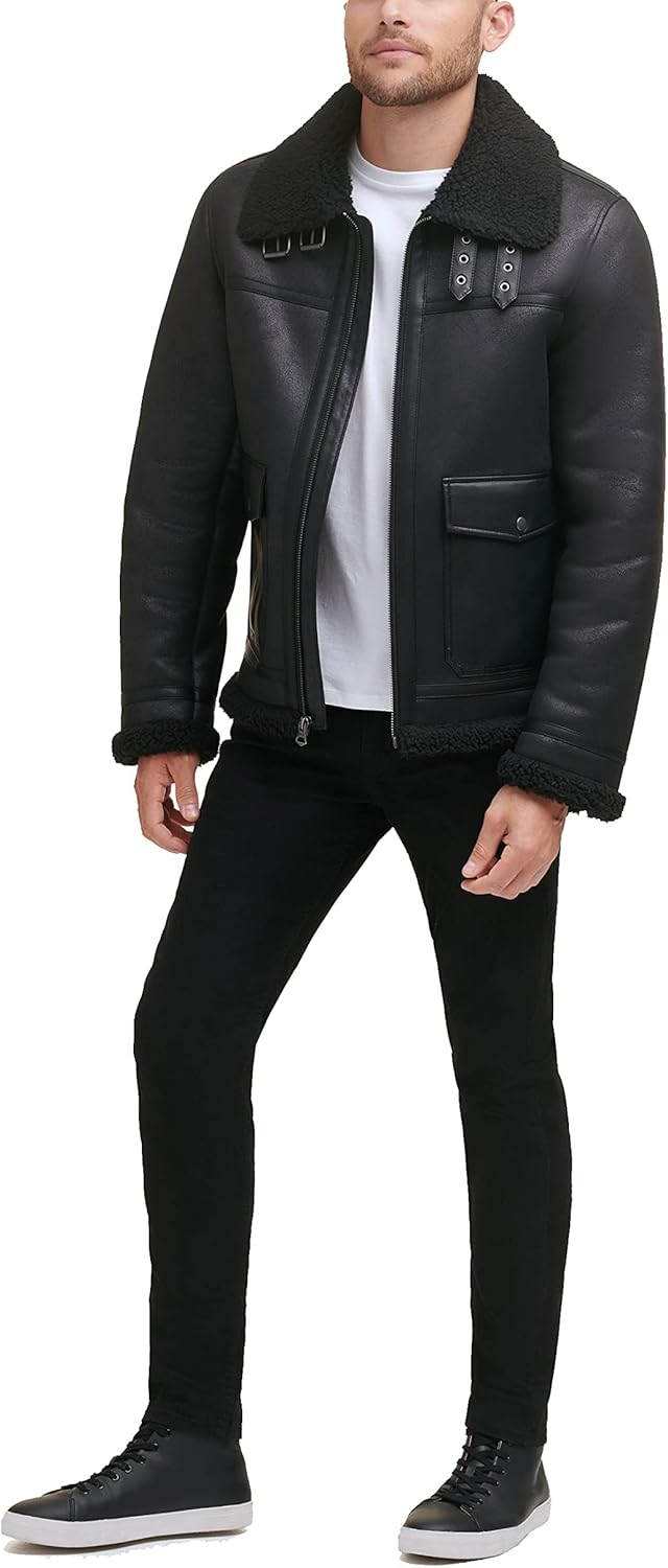 Мужская куртка-авиатор Levi's из искусственной овчины Rancher, Black — фото 3