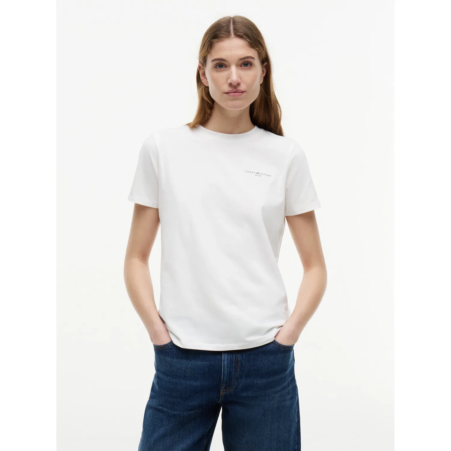 Женская хлопковая футболка с логотипом Tommy Hilfiger, Ecru