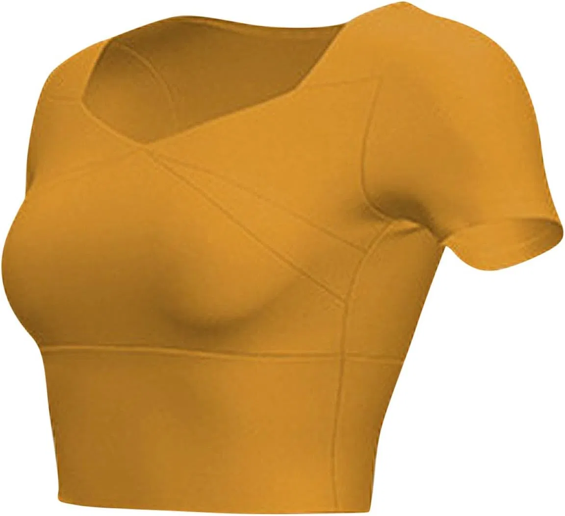 Женский топ для йоги с встроенным бюстгальтером, Yellow — фото 3