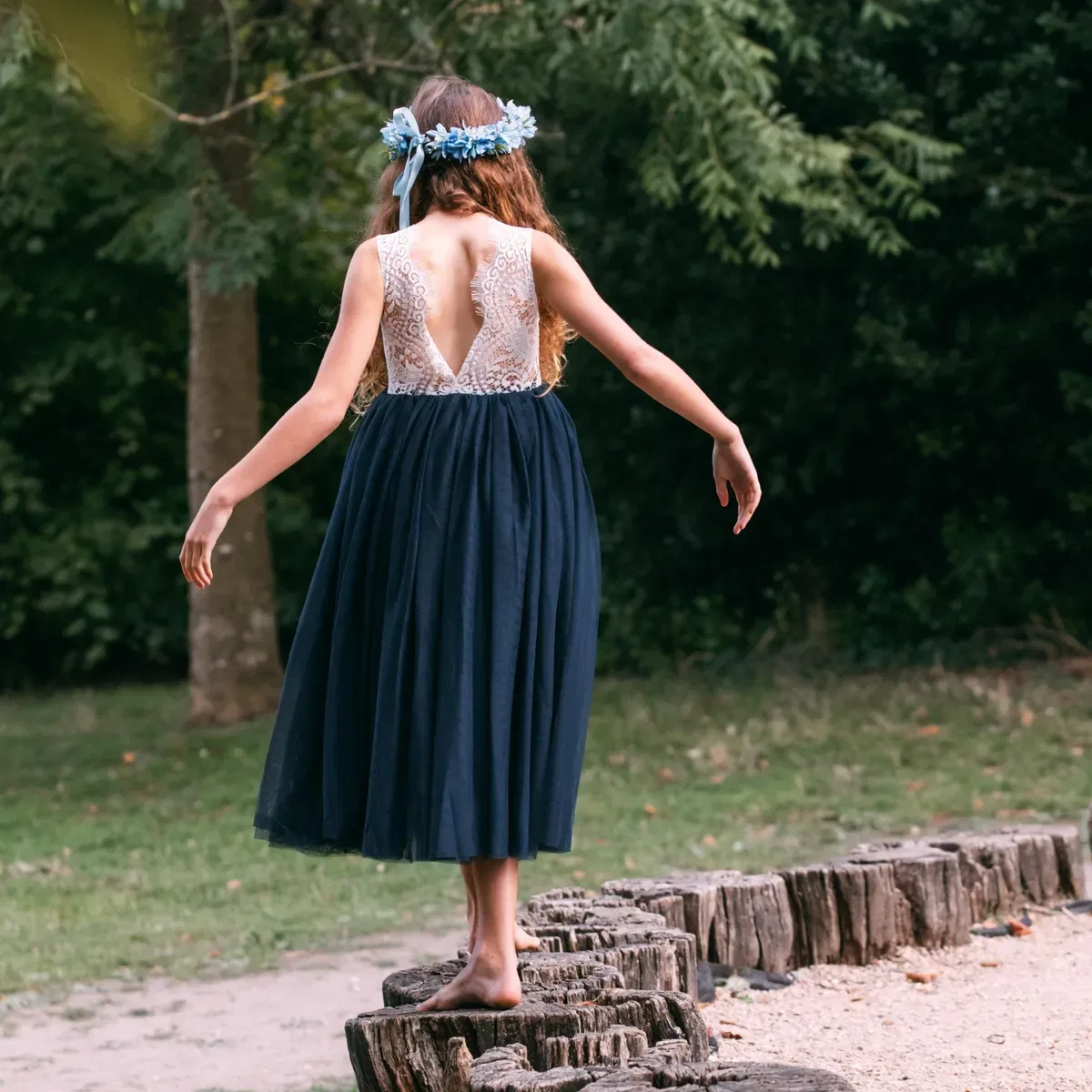 Платье в стиле бохо Bohemian classic dress Uk Flower Girl Boutique, Navy — фото 3