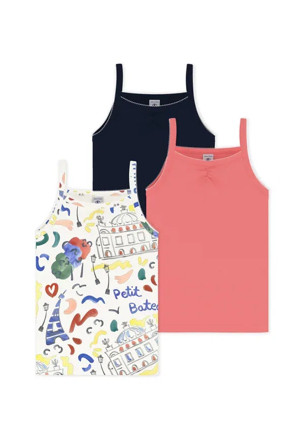 Комплект из 3 маек хлопок Petit Bateau, коралловый — фото 3