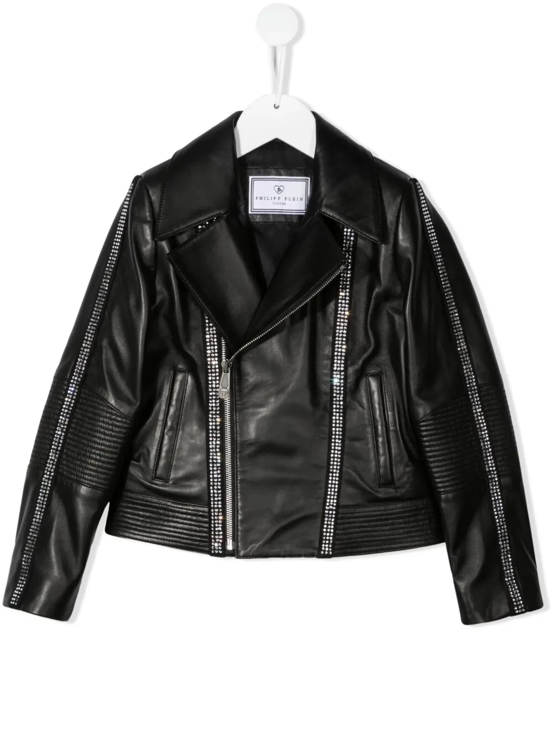 Кожаная куртка с логотипом Philipp Plein, черный