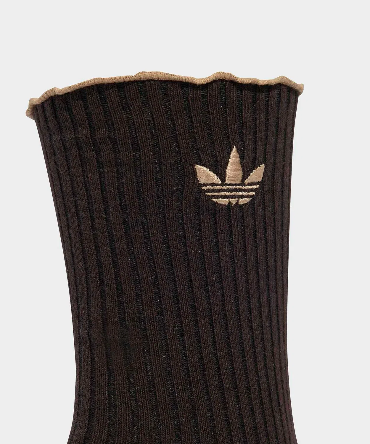 Женские носки с двойным рюшем и логотипом, комплект из 2 пар Adidas, Бежевый — фото 3